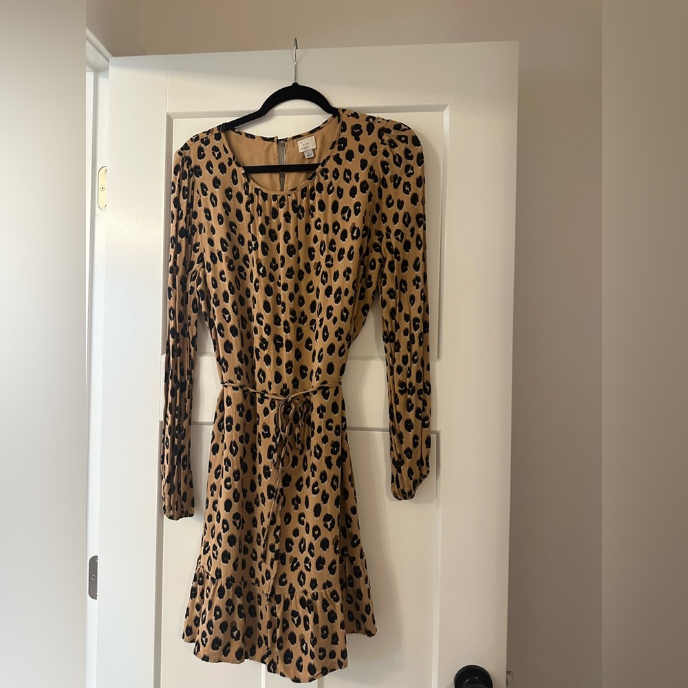 a new day Tan Leopard Long Sleeve Dress